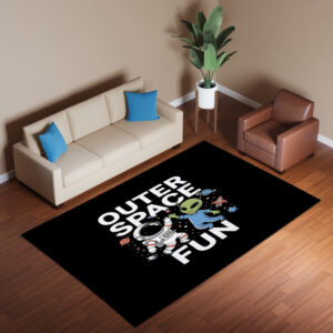 Astronaut And Alien With Words Outer Space Fun Rug